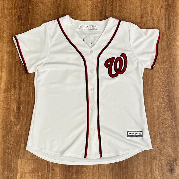 Majestic MLB Washington Nationals Baseball #31 Scherzer Women's Jersey Sz XL - Picture 1 of 9